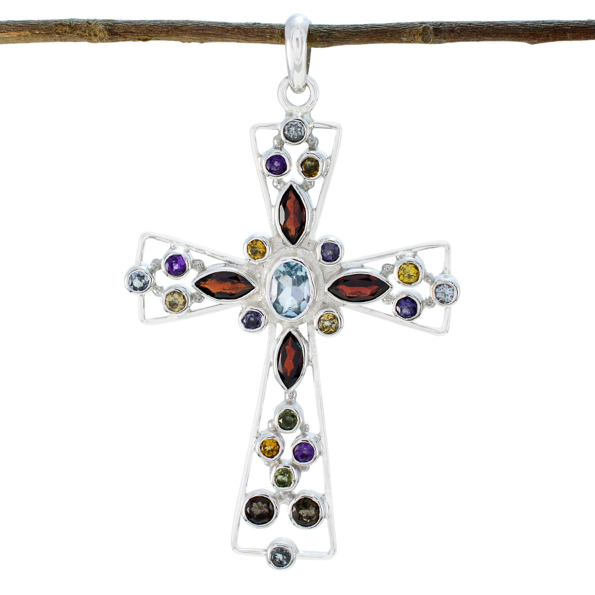 Multi Stone Statement Latin American Silver multiple multicolor Pendant