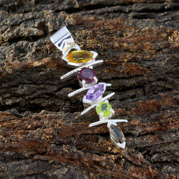 Multi Stone Tiny Mexican 92.5 Silver Penta Florencia wedding multicolor Pendant Jewellery