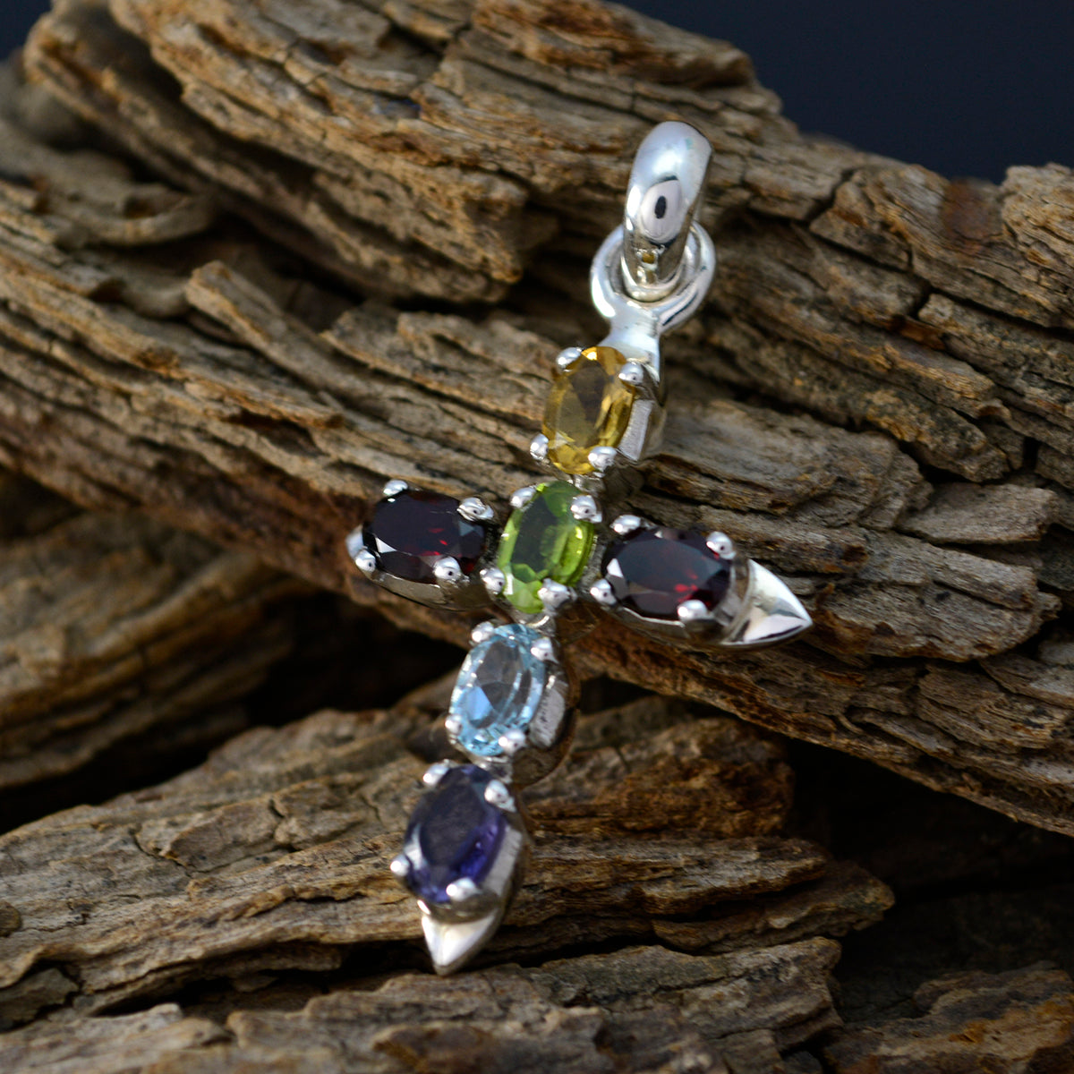 Multi Stone Dainty Latin American 92.5 Silver multiple Laura Luxurious multicolor Pendant Jewellery