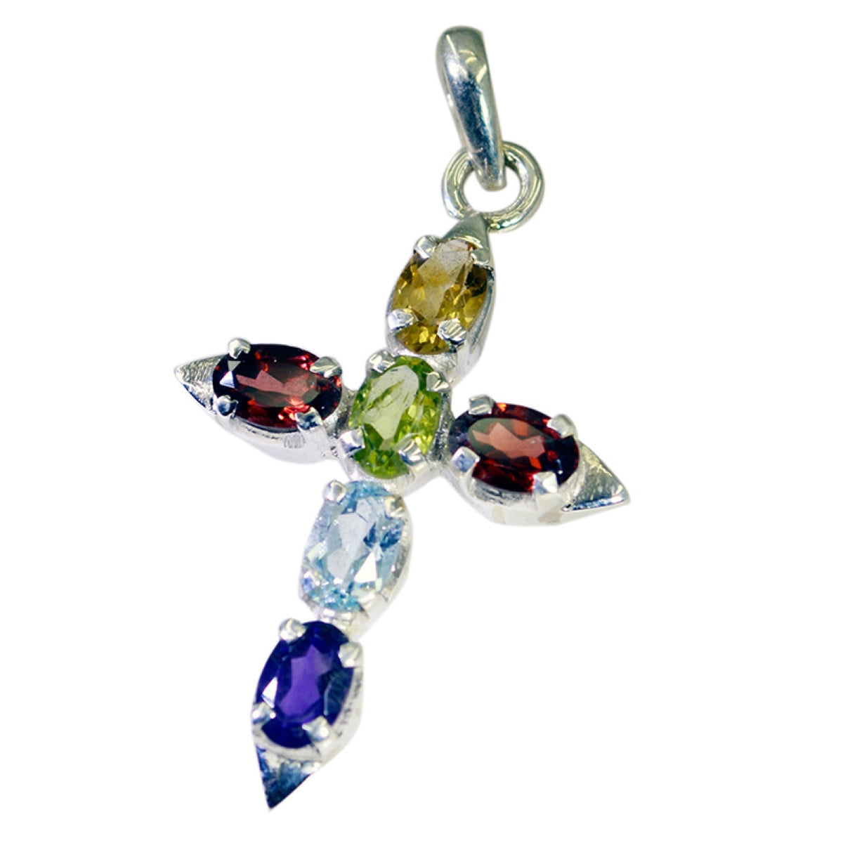 Multi Stone Dainty Latin American 92.5 Silver multiple multicolor Pendant