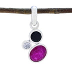 Multi Stone Elegant Japanese Sterling Silver Trilogy multicolor Pendant