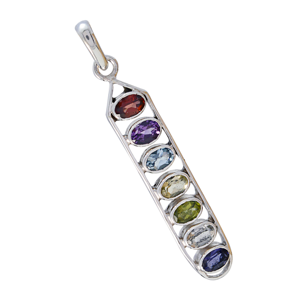 Ciondolo multicolore alla moda Hepta Aurora in argento 925 messicano con pietra multicolore Immagine secondaria del prodotto