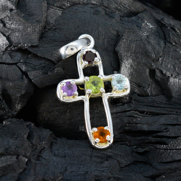 Multi Stone Whisper-thin Russian Silver quarter Giulia Modern multicolor Pendant Jewelry