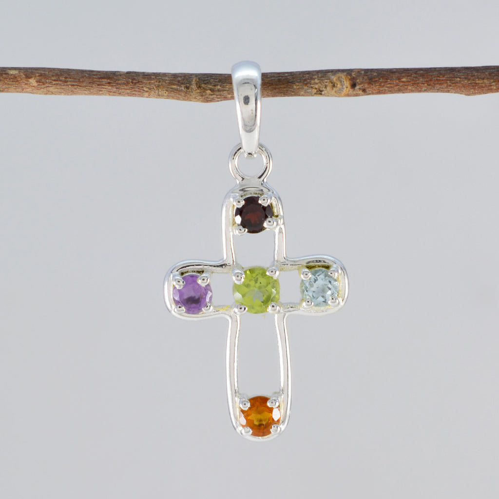 Multi Stone Whisper-thin Russian Silver quarter Giulia Modern multicolor Pendant Jewelry