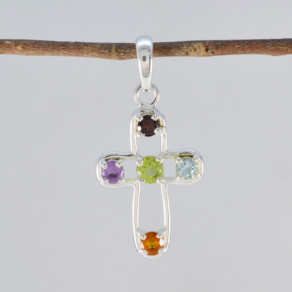 Multi Stone Whisper-thin Russian Silver quarter Giulia Modern multicolor Pendant Jewelry
