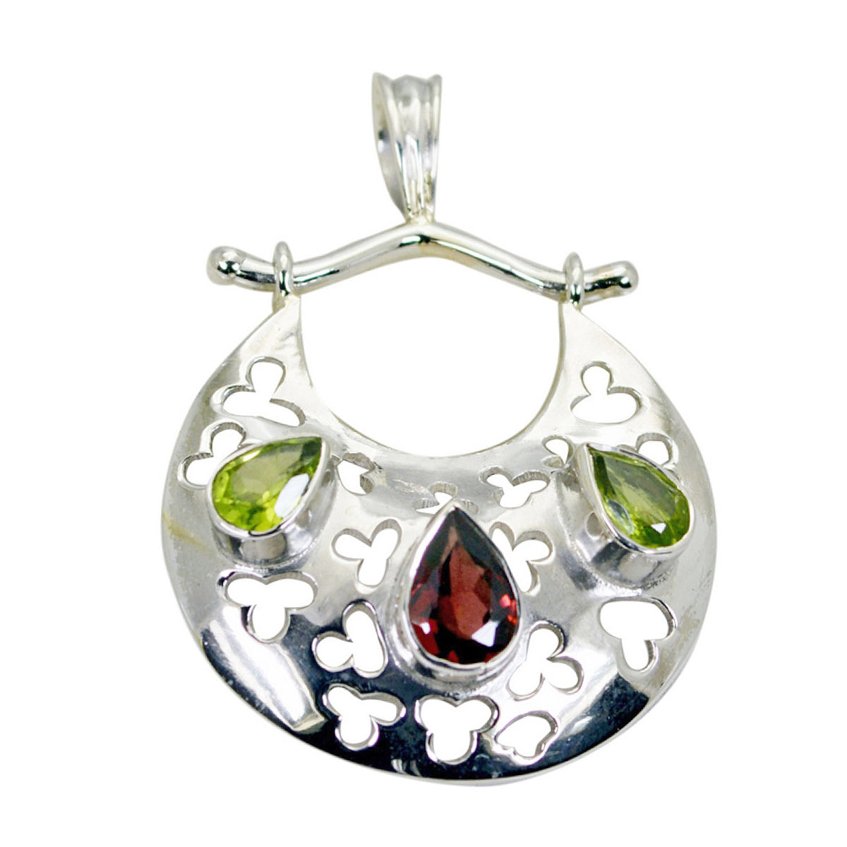 Multi Stone Statement Latin American 92.5 Silver Trilogy multicolor Pendant Immagine principale del prodotto
