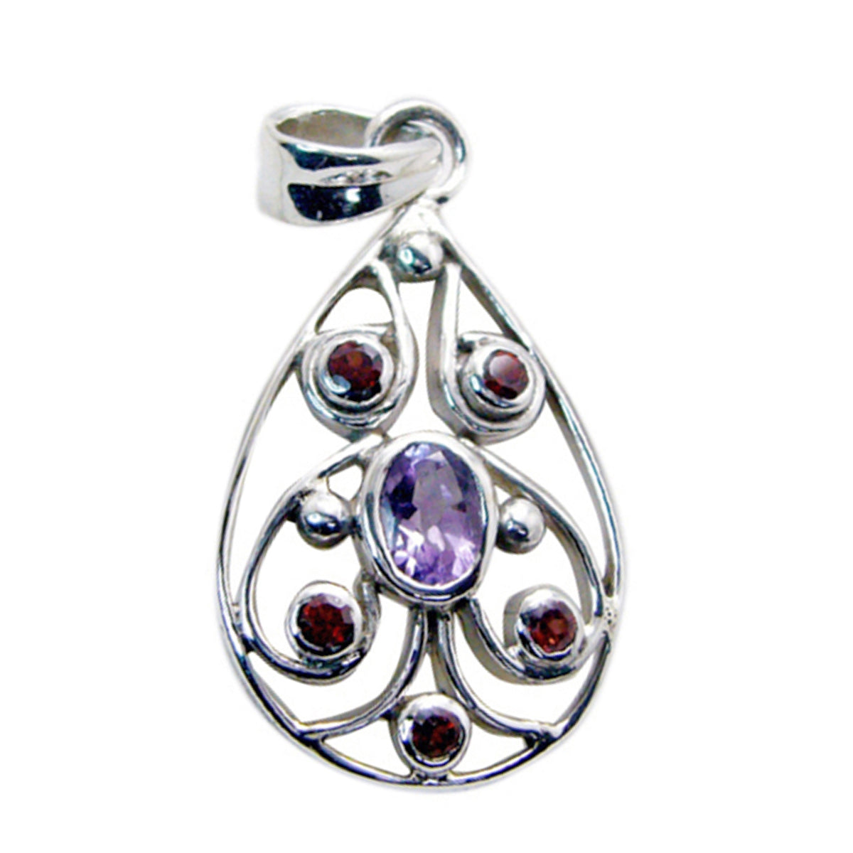 Multi Stone Statement Russian Silver multiple multicolor Pendant