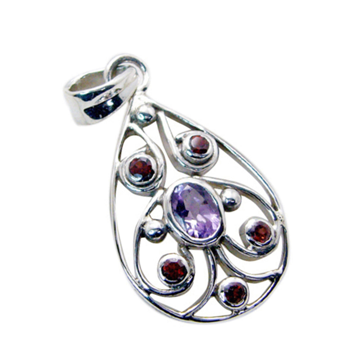 Multi Stone Statement Russian Silver multiple Nella Filigree multicolor Pendant Jewelry