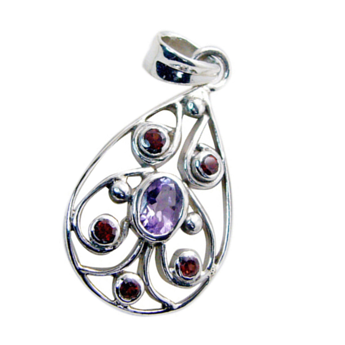 Multi Stone Statement Russian Silver multiple Nella Filigree multicolor Pendant Jewelry