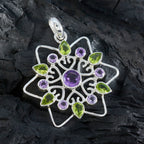 Multi Stone Edgy Turkish 92.5 Silver multiple Olivia wedding multicolor Pendant Jewellery