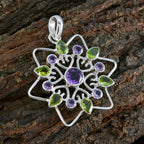 Multi Stone Edgy Turkish 92.5 Silver multiple Olivia wedding multicolor Pendant Jewellery