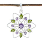 Multi Stone Edgy Turkish 92.5 Silver multiple multicolor Pendant