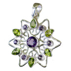 Multi Stone Edgy Turkish 92.5 Silver multiple Olivia wedding multicolor Pendant Jewellery