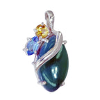 Multi Stone Classic American Silver Trilogy multicolor Pendant