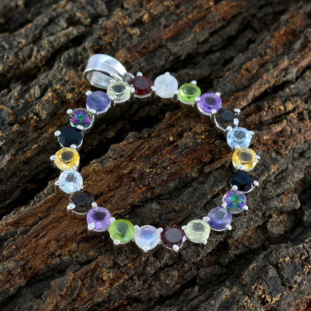 Multi Stone Essential Turkish Silver multiple Ivana wedding multicolor Pendant Jewelry