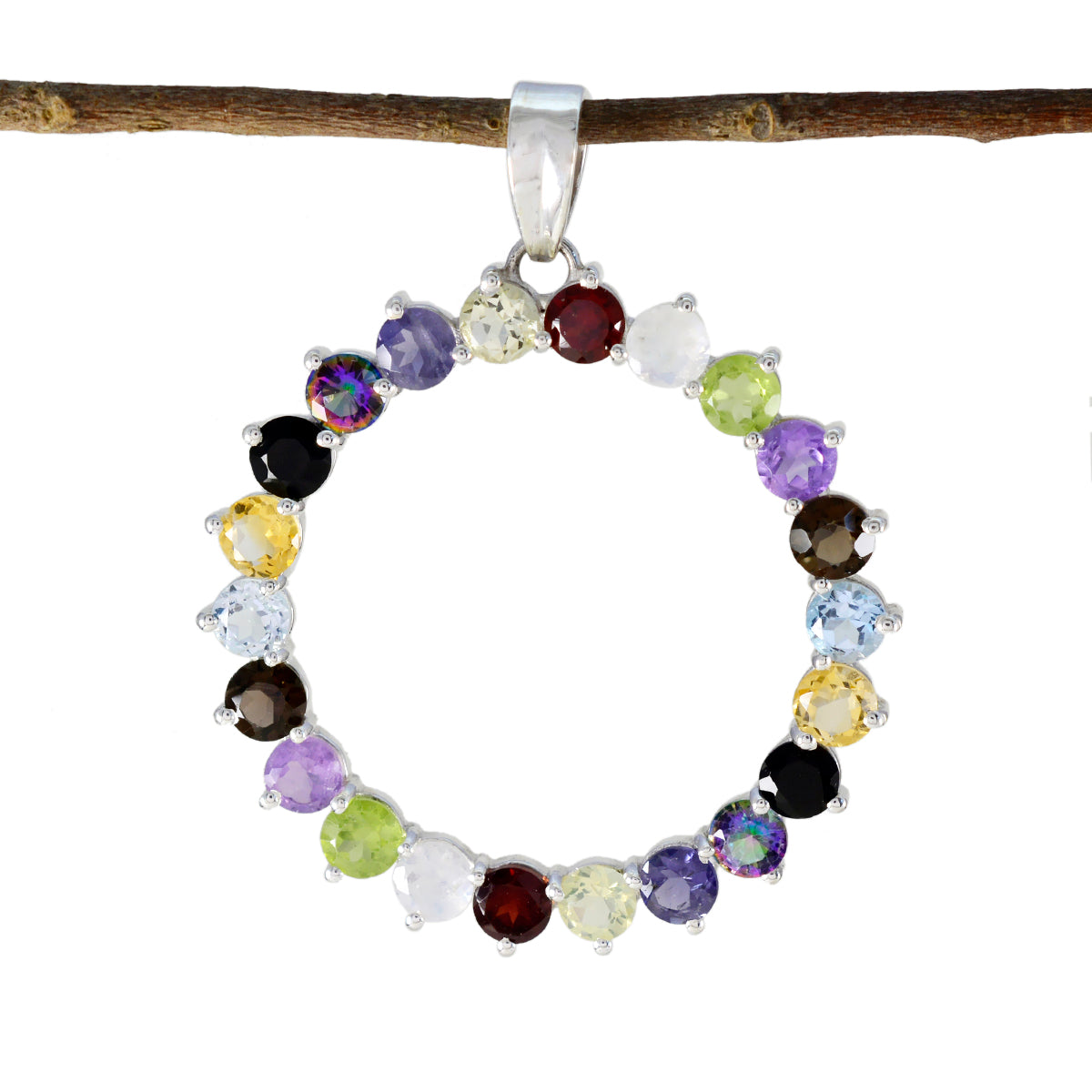 Multi Stone Essential Turkish Silver multiple multicolor Pendant Hoofdafbeelding