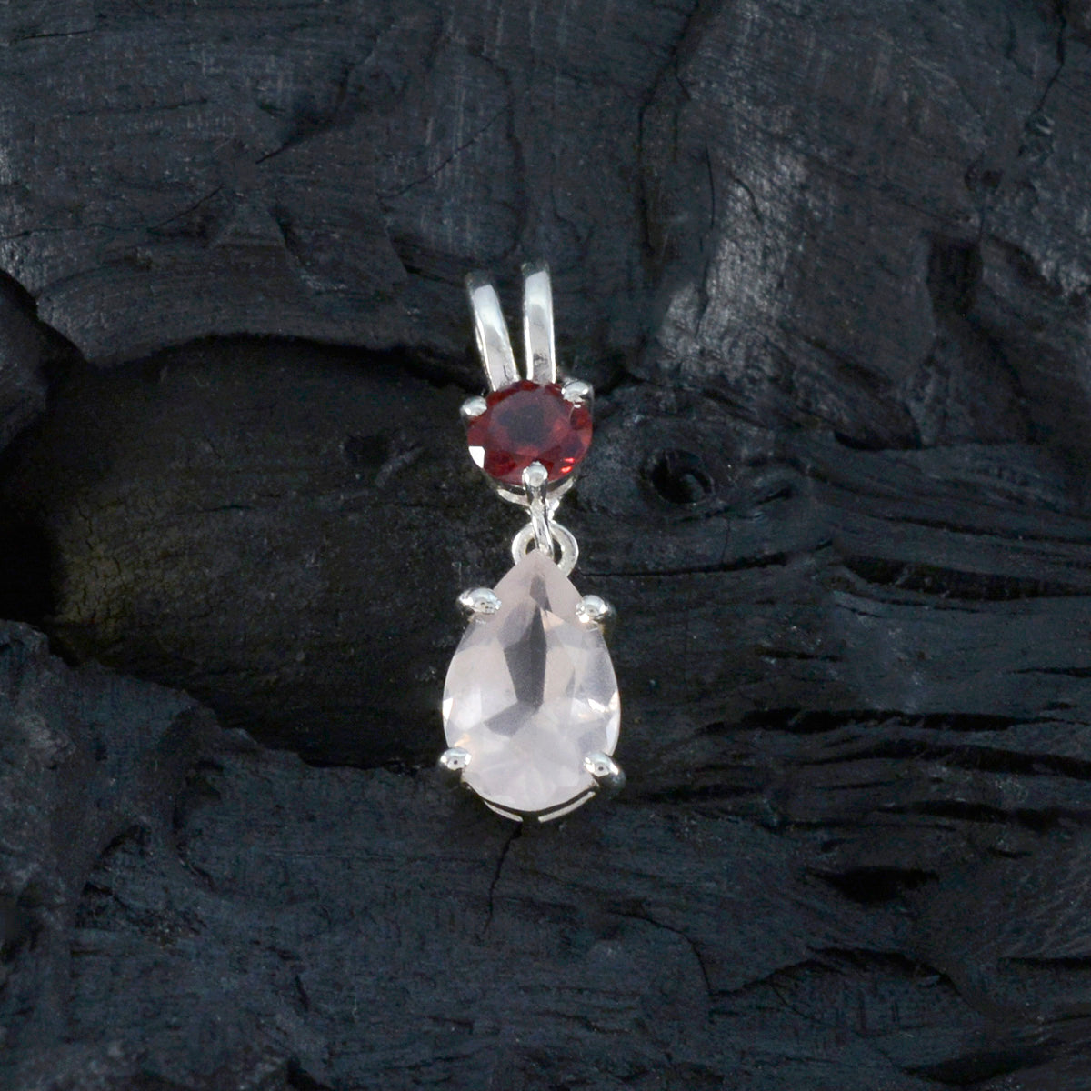 Minimalistischer japanischer Sterlingsilber-Anhänger „Toi et Moi Haruka“ mit mehreren Steinen, moderner mehrfarbiger Schmuck