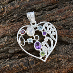 Multi Stone Statement Turkish Sterling Silver multiple Eleanor Victorian multicolor Pendant Jewellery