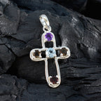 Multi Stone Dainty Moroccan 92.5 Silver quarter Clara Contemporary multicolor Pendant Jewellery