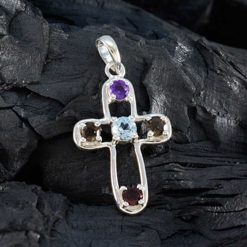 Multi Stone Dainty Moroccan 92.5 Silver quarter Clara Contemporary multicolor Pendant Jewellery