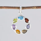 Multi Stone Whisper-thin Russian 925 Silver Hepta Hazel propsel multicolor Pendant Jewelry
