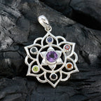 Multi Stone Eye-catching Moroccan 92.5 Silver Hepta Ida antique multicolor Pendant Jewellery
