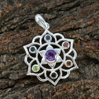Multi Stone Eye-catching Moroccan 92.5 Silver Hepta Ida antique multicolor Pendant Jewellery