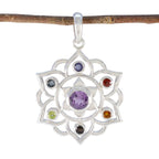Multi Stone Eye-catching Moroccan 92.5 Silver Hepta multicolor Pendant