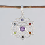 Multi Stone Eye-catching Moroccan 92.5 Silver Hepta Ida antique multicolor Pendant Jewellery