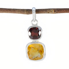 Multi Stone Whisper-thin Egyptian Silver Toi et Moi multicolor Pendant