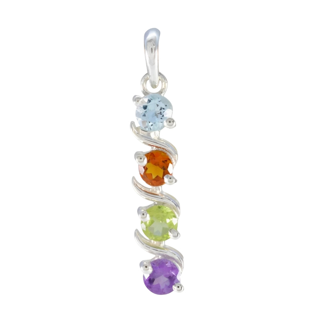 Multi Stone Dainty Turkish 925 Silver quarter multicolor Pendant