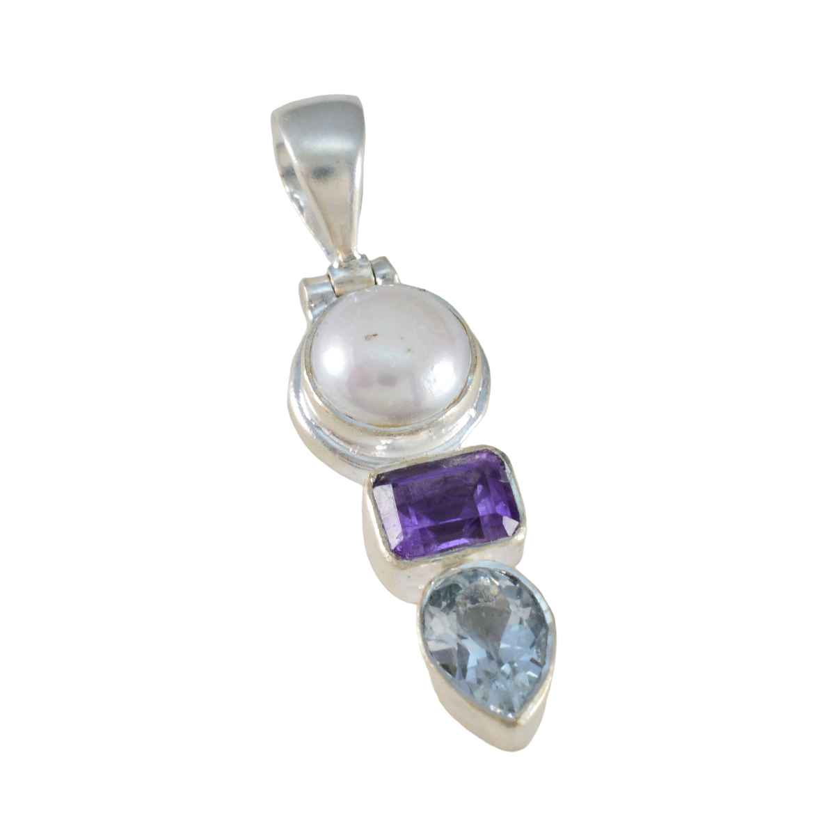 Multi Stone Classic American Sterling Silver Trilogy Isabel Feminine multicolor Pendant Jewellery