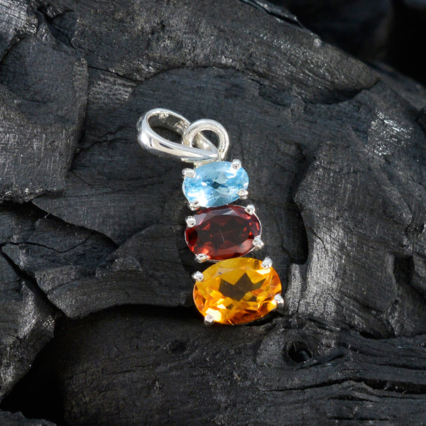 Gioielli con ciondolo multicolore Laura Eternity in argento russo multi pietra e delicato.