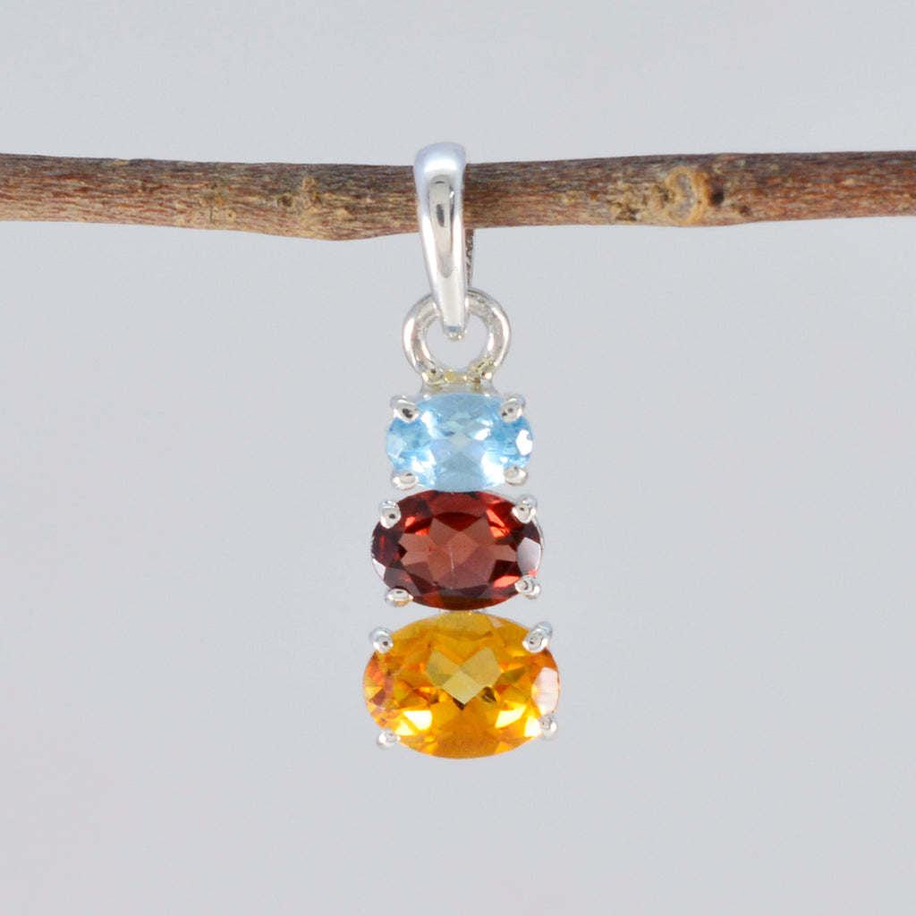 Gioielli con ciondolo multicolore Laura Eternity in argento russo multi pietra e delicato.