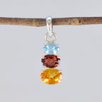 Multi Stone Delicate Russian Silver Trilogy Laura Eternity multicolor Pendant Jewelry