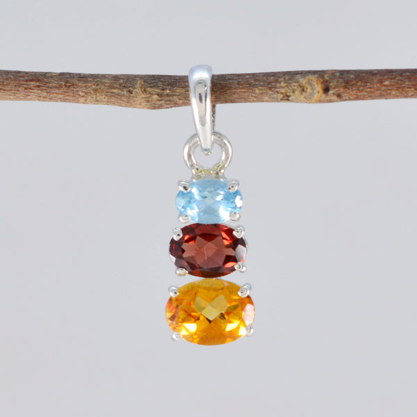 Gioielli con ciondolo multicolore Laura Eternity in argento russo multi pietra e delicato.