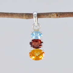 Multi Stone Delicate Russian Silver Trilogy Laura Eternity multicolor Pendant Jewelry