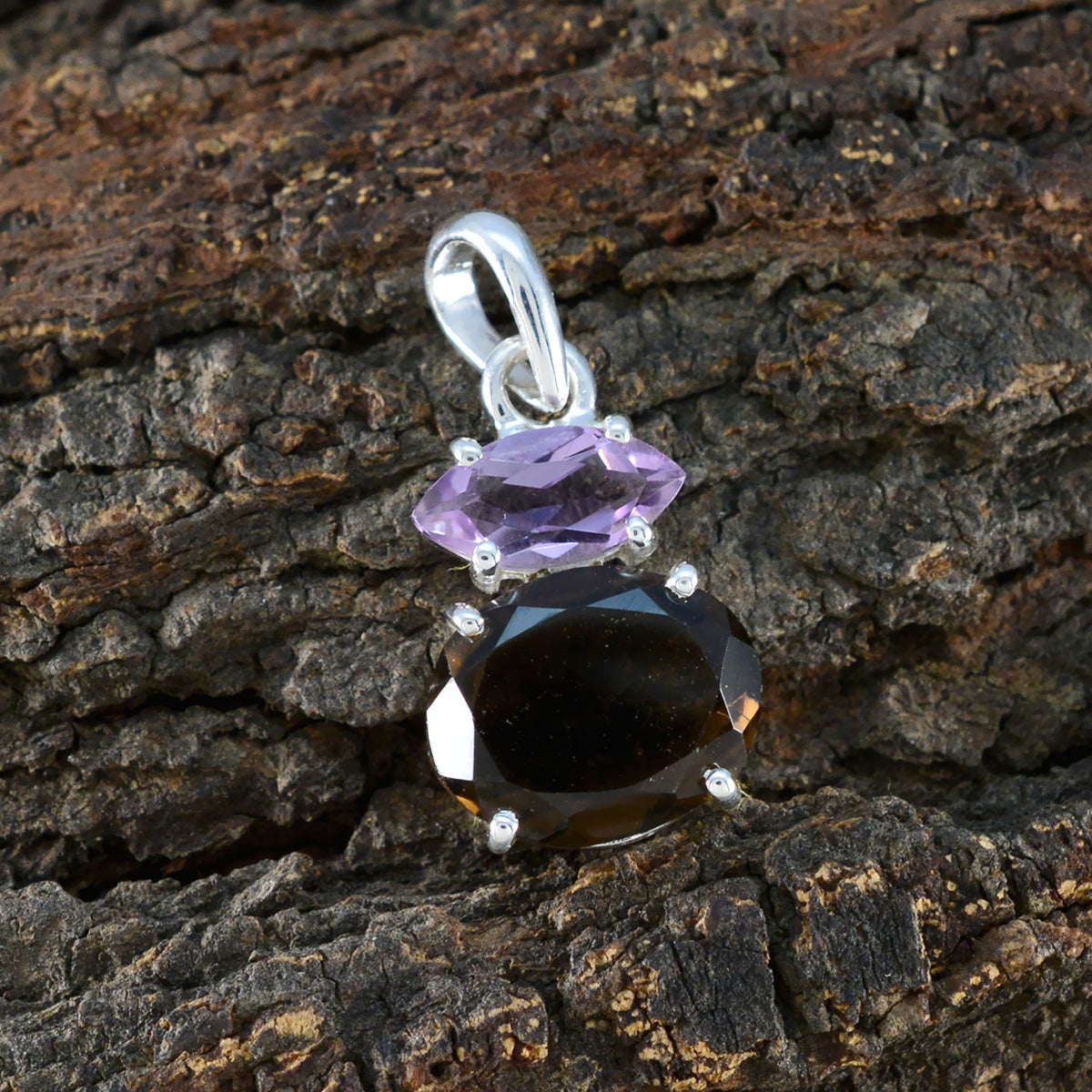 Multi Stone Dainty Moroccan 92.5 Silver Toi et Moi Layla Heart multicolor Pendant Jewellery