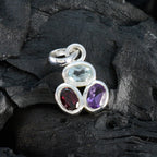 Multi Stone Delicate Egyptian 92.5 Silver Trilogy Lea Modern multicolor Pendant Jewellery