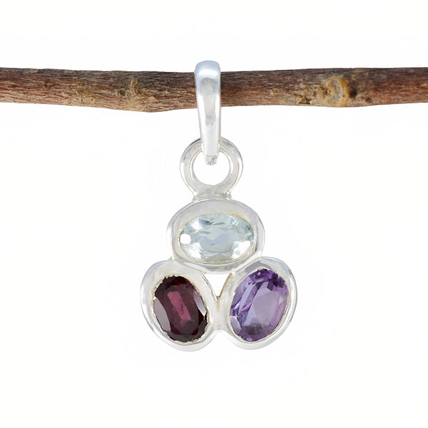 Multi Stone Delicate Egyptian 92.5 Silver Trilogy multicolor Pendant