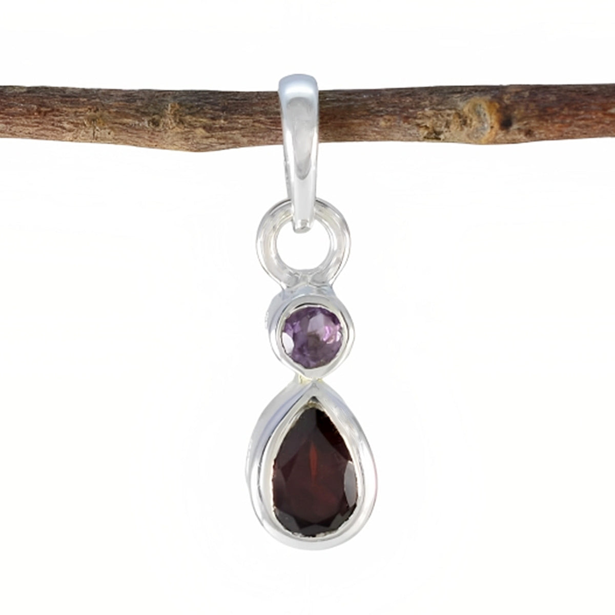 Multi Stone Delicate Mexican 925 Silver Toi et Moi multicolor Pendant Image principale du produit