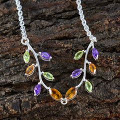 Multi Stone Statement American 925 Silver multiple Zoe Artisan multicolor Pendant Jewelry