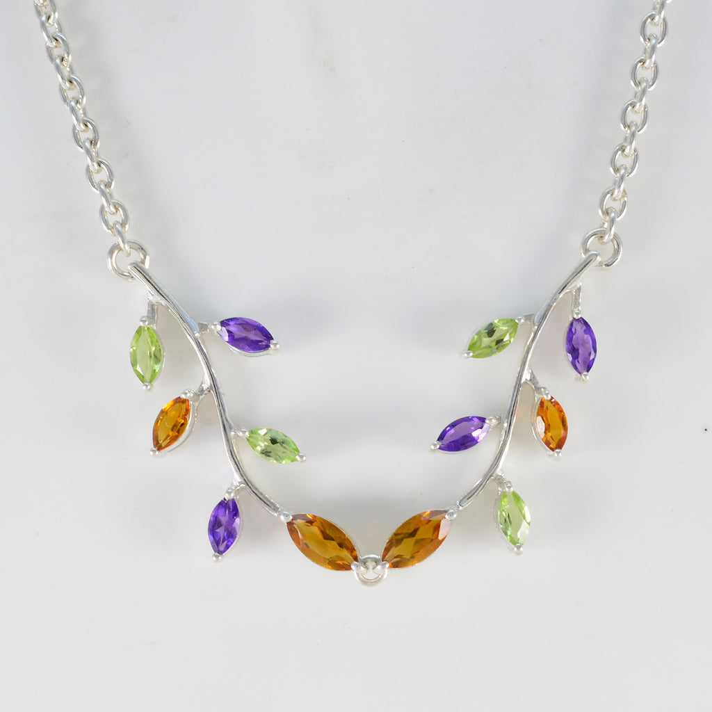 Multi Stone Statement American 925 Silver multiple Zoe Artisan multicolor Pendant Jewelry