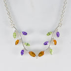 Multi Stone Statement American 925 Silver multiple Zoe Artisan multicolor Pendant Jewelry