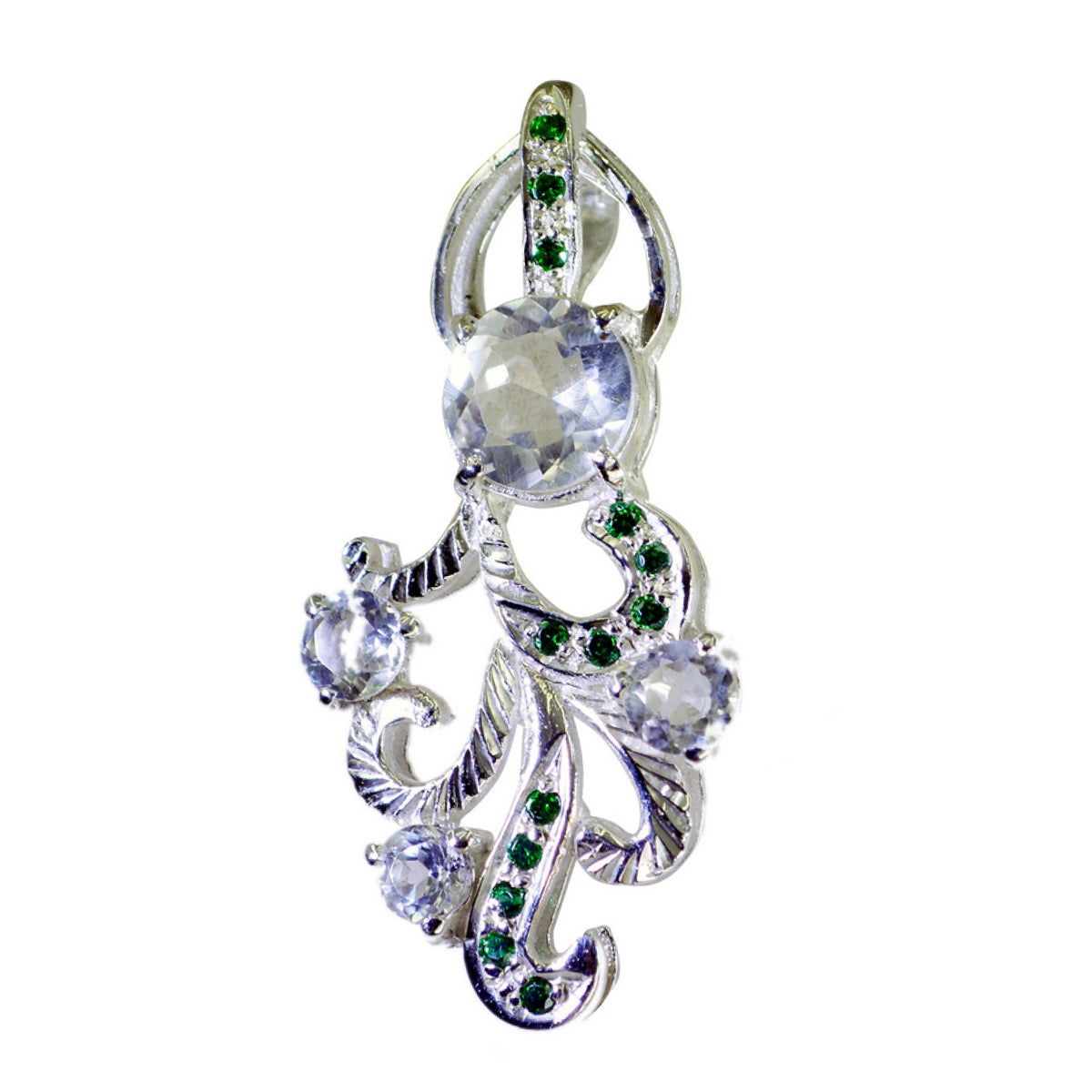 Multi Stone Edgy African Silver multiple multicolor Pendant