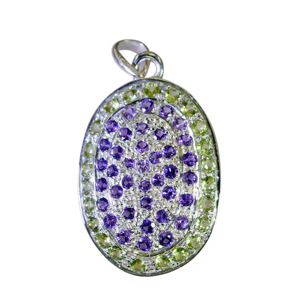 Multi Stone Essential Indian Silver multiple multicolor Pendant
