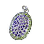 Multi Stone Essential Indian Silver multiple Siti Eternity multicolor Pendant Jewelry