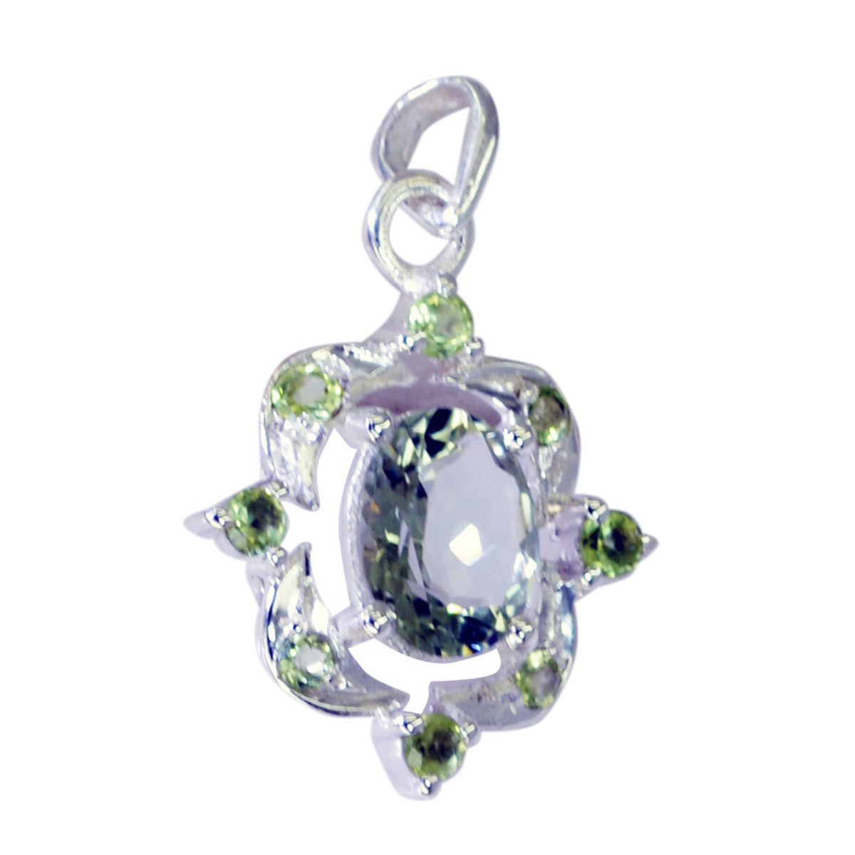 Multi Stone Tiny Middle Eastern 925 Silver multiple multicolor Pendant メイン画像