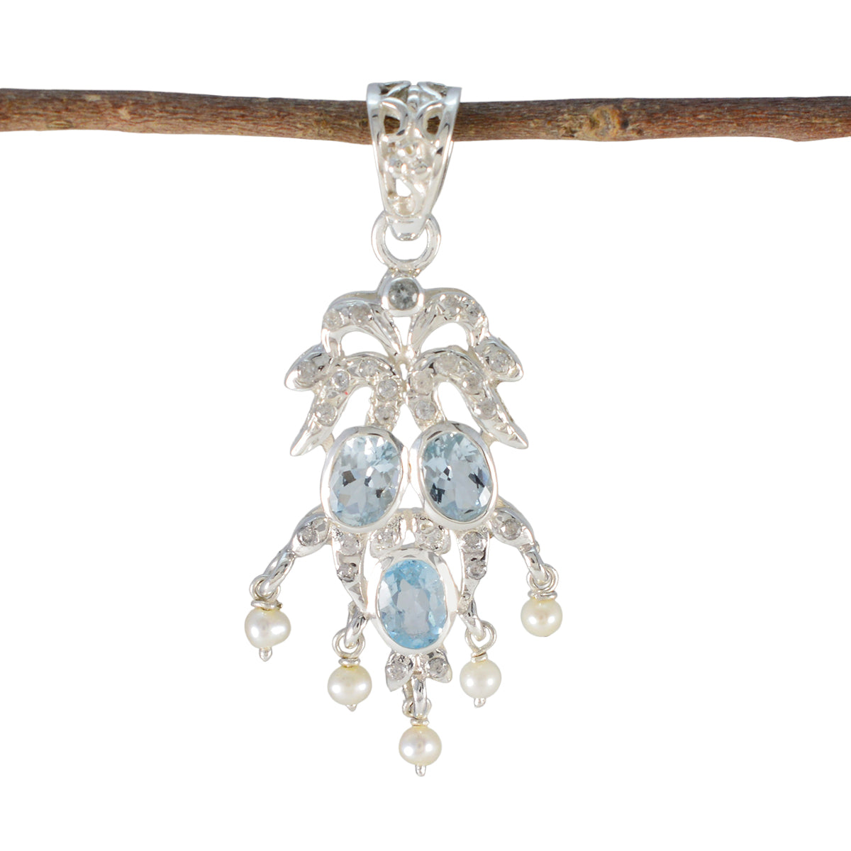 Multi Stone Featherlight Middle Eastern Sterling Silver multiple multicolor Pendant Image principale du produit