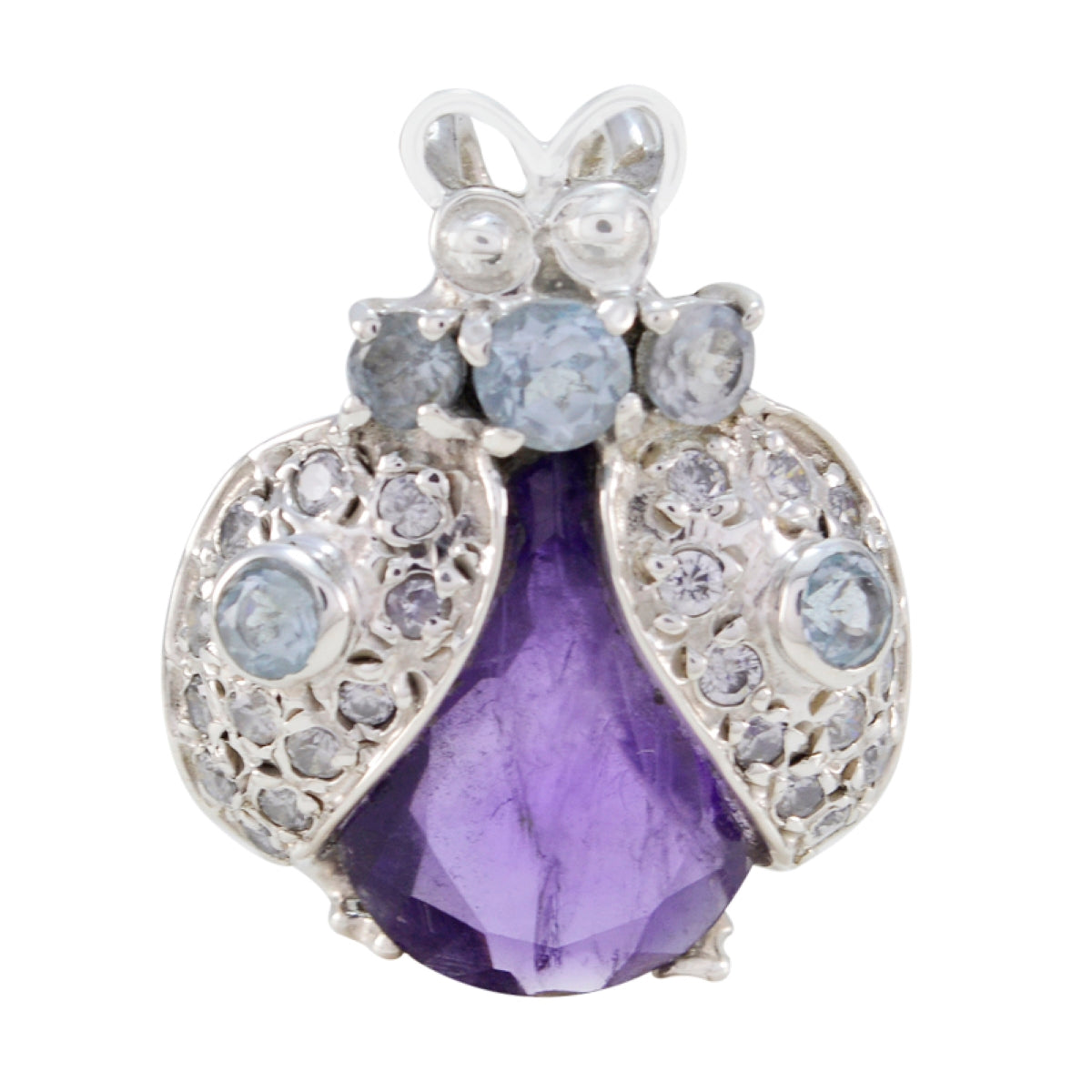 Multi Stone Featherlight Australian Silver multiple multicolor Pendant Imagen principal del producto